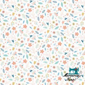 Tela dulces flores - blanca
