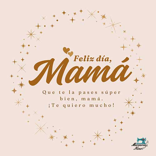 Tarjeta Cuadrada Saludo Día de la Madre Manuscrito Rosa Dorado