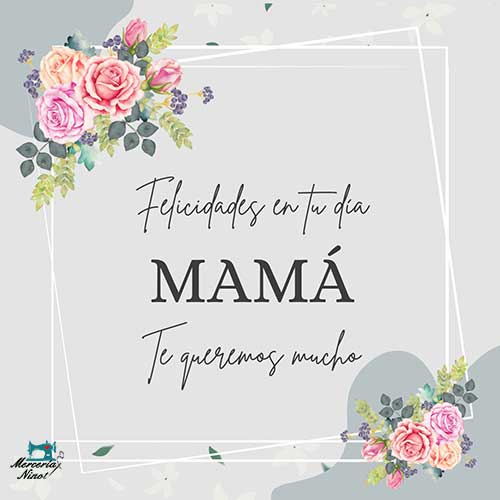 Tarjeta Felicitación Día De La Madre Floral Gris