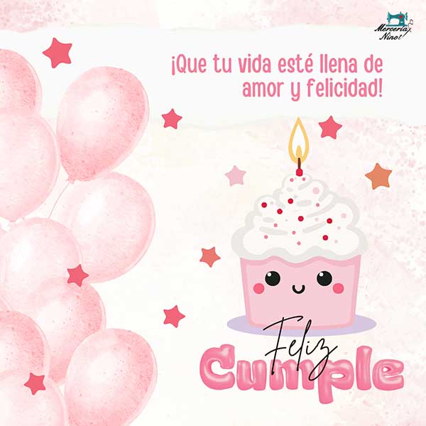 Tarjeta de Cumpleanos Cuadrada Ilustrada Sencilla Watercolor Rosa