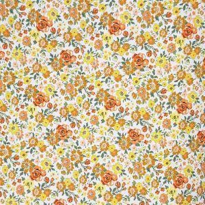 Tela flores multicolor naranja