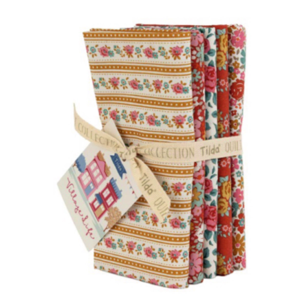 300274 Fat Quarter Bundle - 5 fabrics - 21x19 in Rust-Ochre
